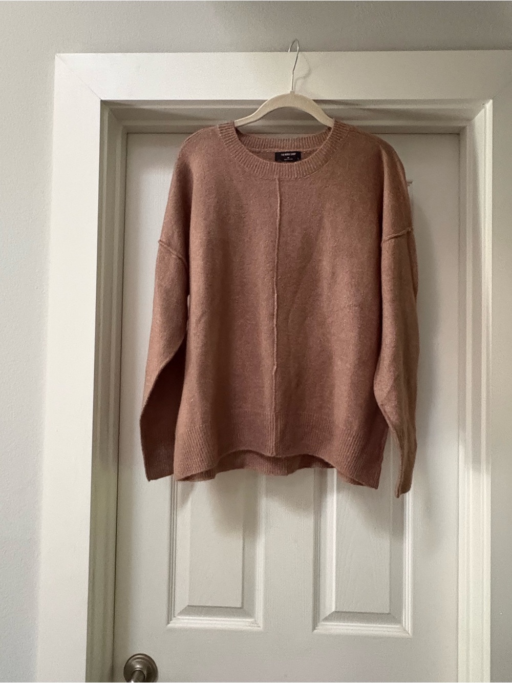 Oversized Crewneck Sweater in Taupe/ Blush